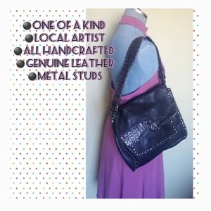 JUST REDUCED! Leather Handbag Croc Studded